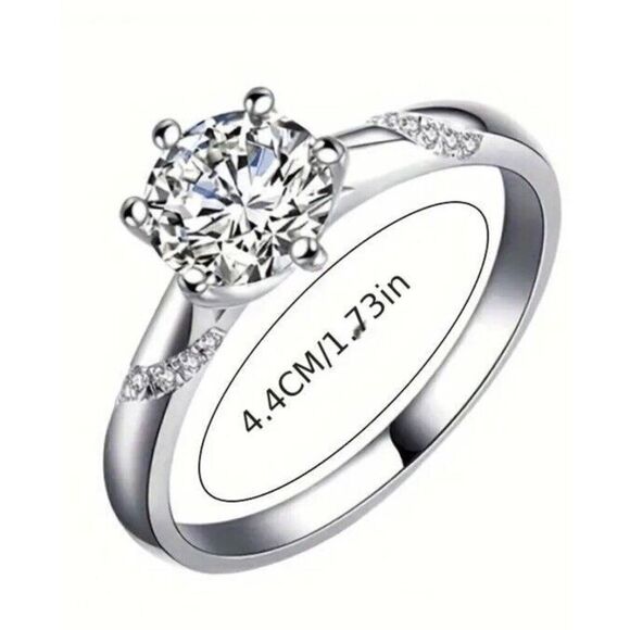 925 Sterling Silver 1 Ct Moissanite Simple Ring Adjustable - Picture 3 of 6